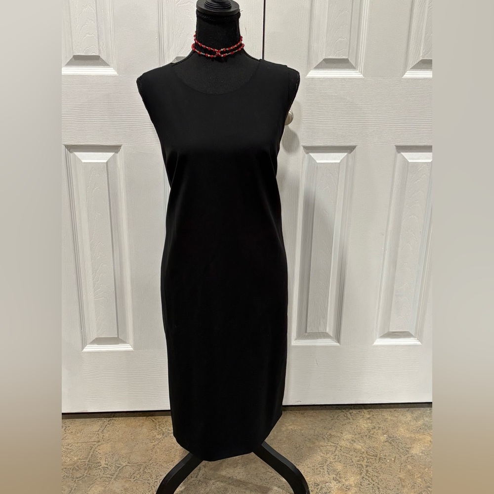 J.CREW WOMENS BLACK SLEEVLES WOOL BLENS MIDI DRESS WITH SLIT BOTTOM SIZE 12